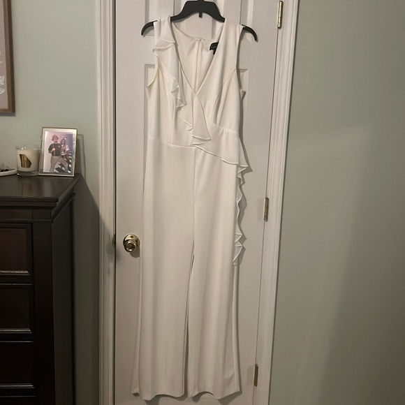 White Ruffled Jumpsuit - Picture 1 of 3